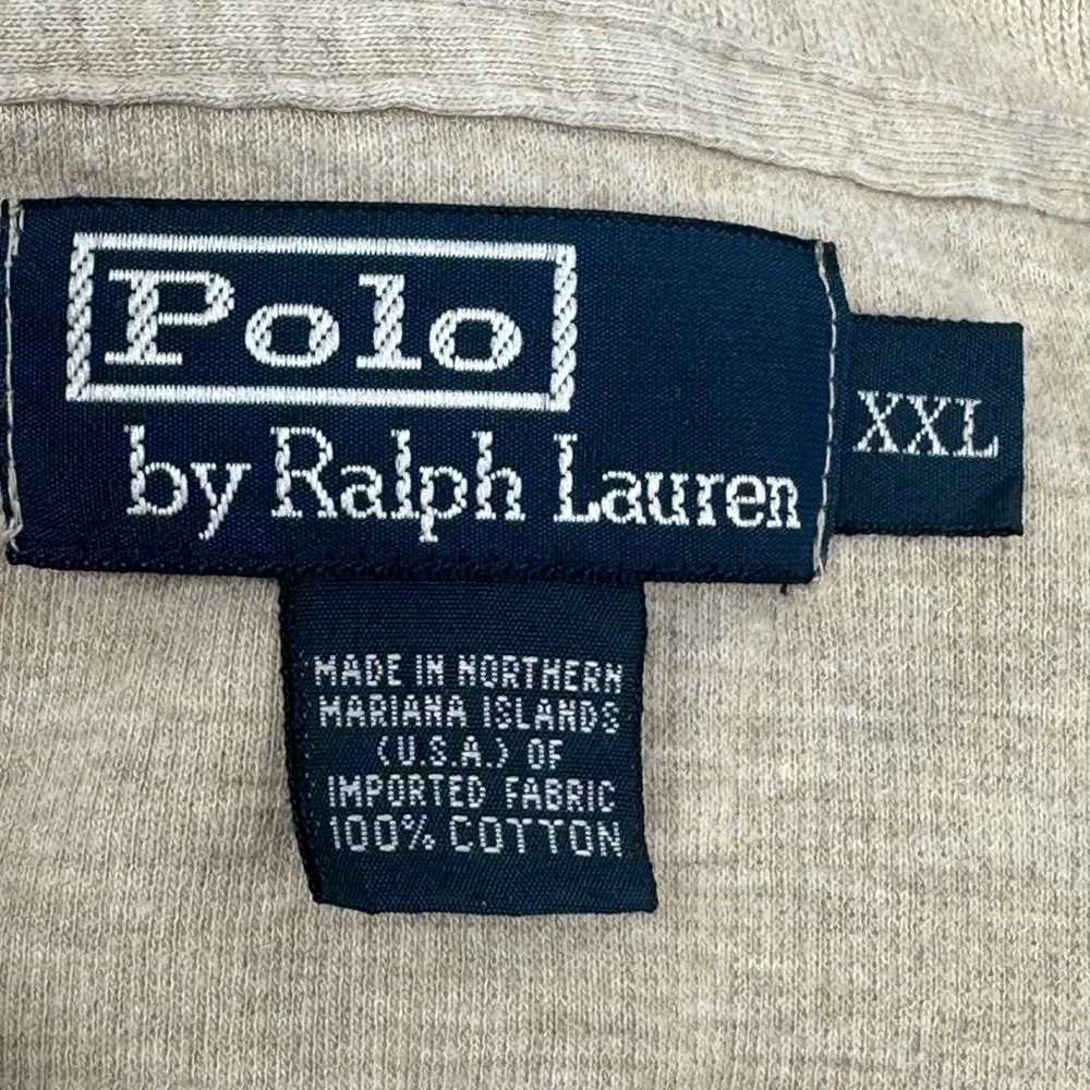 Vtg Polo Ralph Lauren XXL Beige Cotton Quarter Zip‎ Pullover Sweater Heritage